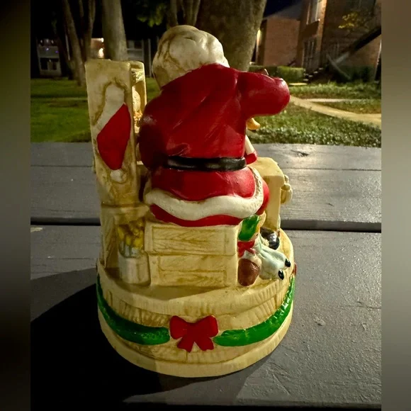 Vintage Music box Midwest Santa In His WorkshopCeramic.